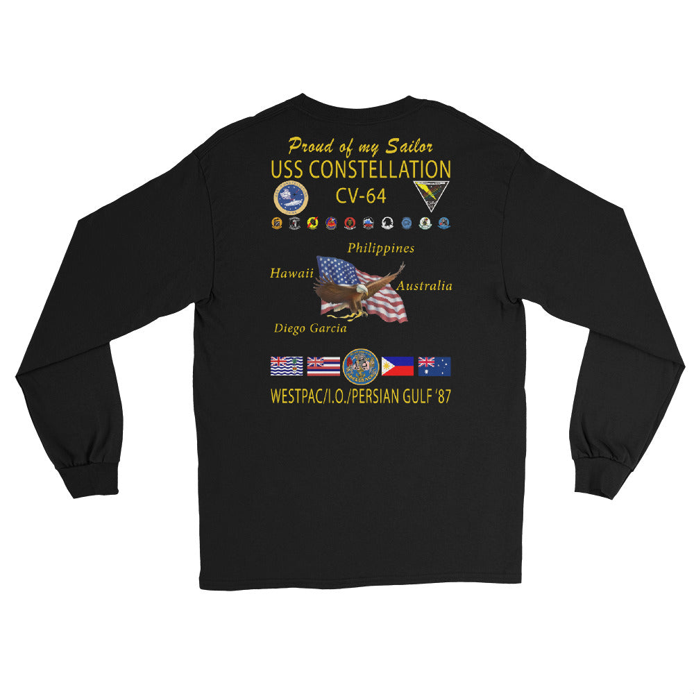 USS Constellation (CV-64) 1987 Long Sleeve Cruise Shirt - FAMILY