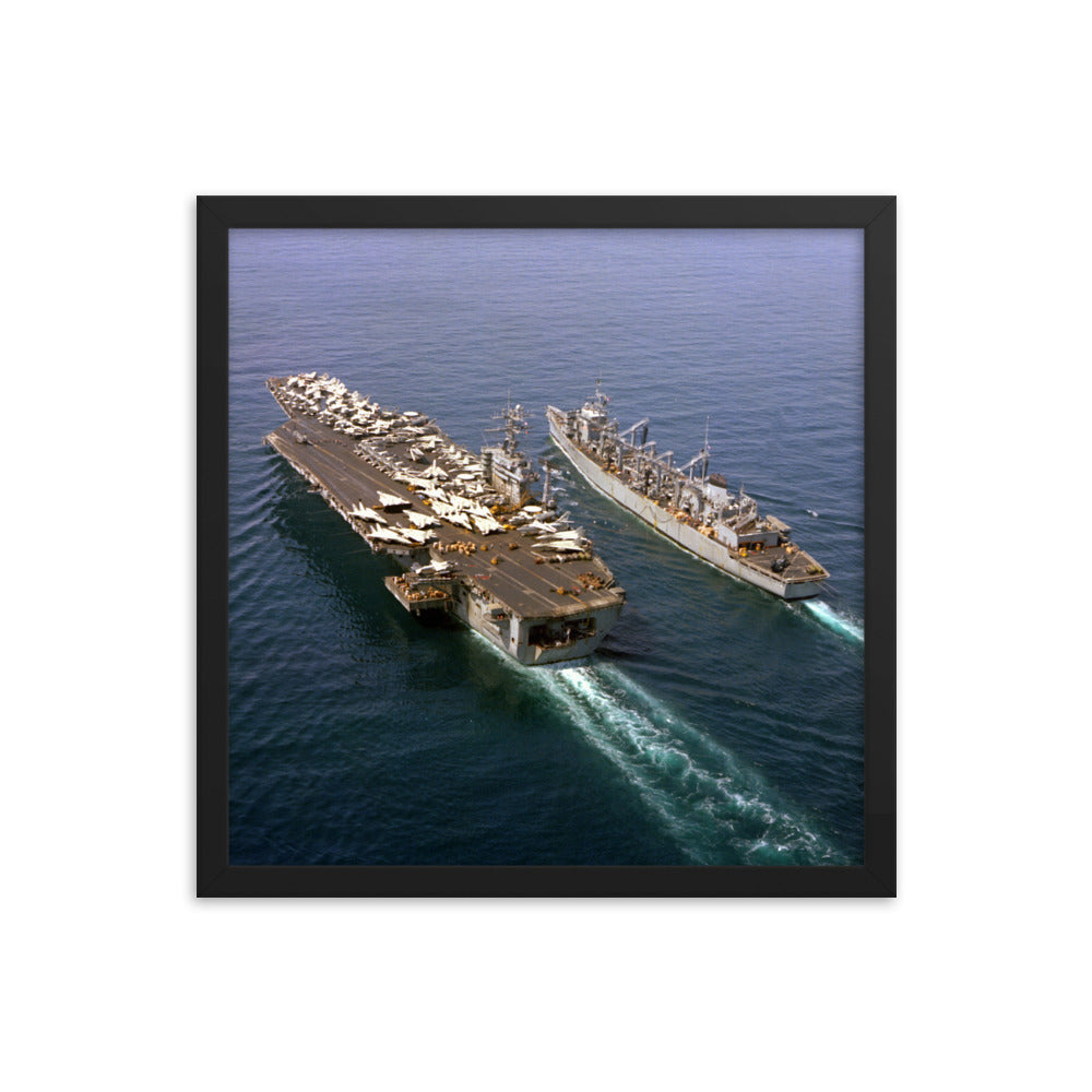 USS Detroit (AOE-4) Framed Ship Photo - w/ USS Dwight D. Eisenhower (CVN-69)