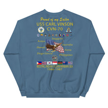 Load image into Gallery viewer, USS Carl Vinson (CVN-70) 1986-87 Cruise Sweatshirt - Family