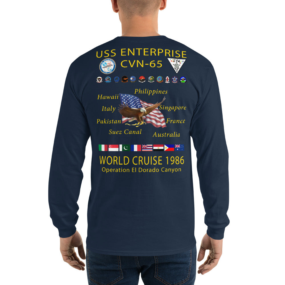 USS Enterprise (CVN-65) 1986 Long Sleeve Cruise Shirt