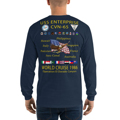 USS Enterprise (CVN-65) 1986 Long Sleeve Cruise Shirt