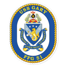 Load image into Gallery viewer, USS Gary (FFG-51) Ship&#39;s Crest Vinyl Sticker