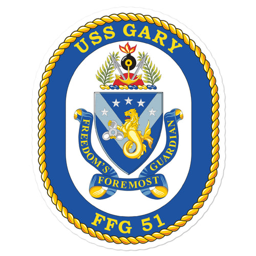 USS Gary (FFG-51) Ship's Crest Vinyl Sticker