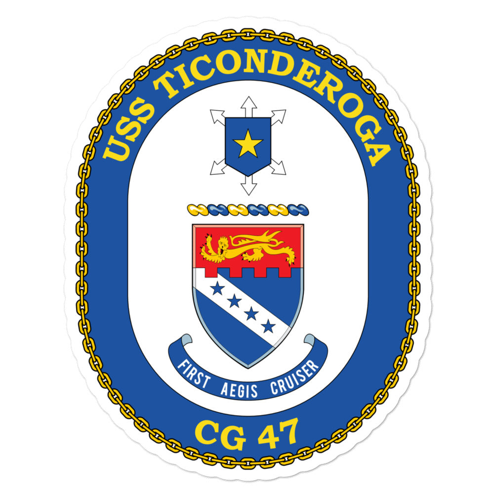 USS Ticonderoga (CG-47) Ship's Crest Vinyl Sticker