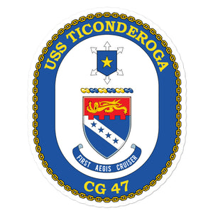 USS Ticonderoga (CG-47) Ship's Crest Vinyl Sticker