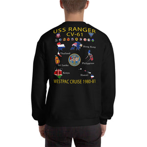 USS Ranger (CV-61) 1980-81 Cruise Sweatshirt - Map