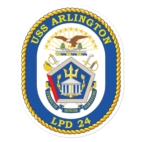 USS Arlington (LPD-24) Ship's Crest Vinyl Sticker
