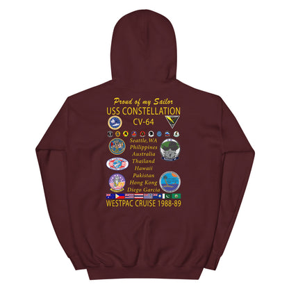 USS Constellation (CV-64) 1988-89 "Patched Out" Cruise Hoodie - FAMILY