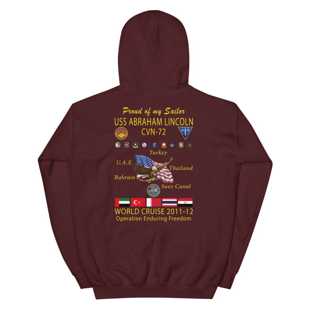 USS Abraham Lincoln (CVN-72) 2011-12 Cruise Hoodie - Family