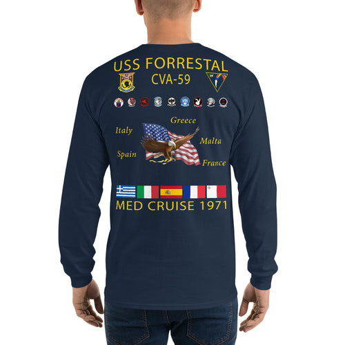 USS Forrestal (CVA-59) 1971 Long Sleeve Cruise Shirt