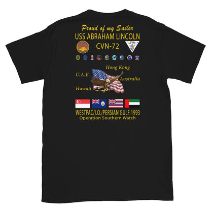 USS Abraham Lincoln (CVN-72) 1993 Cruise Shirt - FAMILY