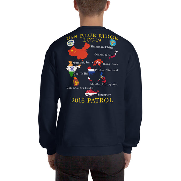 USS Blue Ridge (LCC-19) 2016 Patrol Sweatshirt - Map
