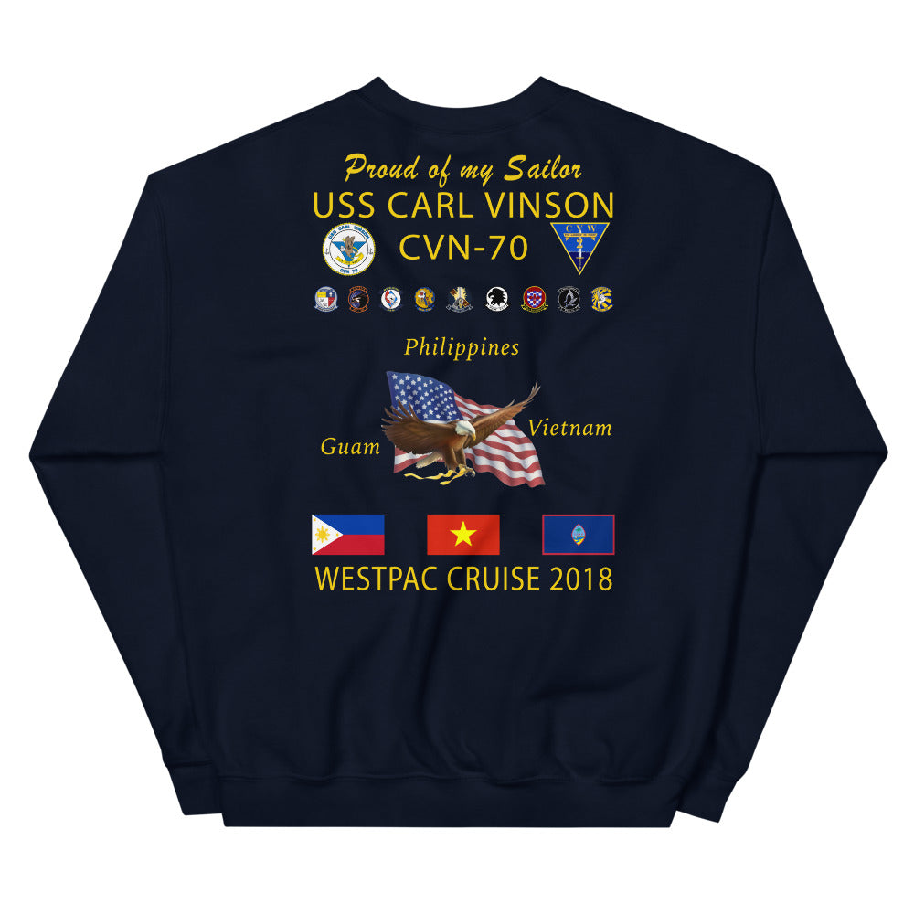 USS Carl Vinson (CVN-70) 2018 Cruise Sweatshirt - FAMILY