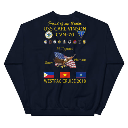 USS Carl Vinson (CVN-70) 2018 Cruise Sweatshirt - FAMILY