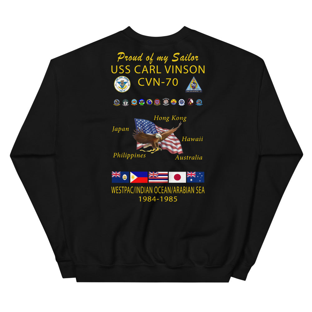 USS Carl Vinson (CVN-70) 1984-85 Cruise Sweatshirt - Family