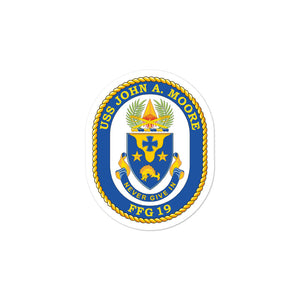 USS John A. Moore (FFG-19) Ship's Crest Vinyl Sticker
