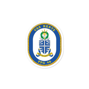 USS Rentz (FFG-46) Ship's Crest Vinyl Sticker