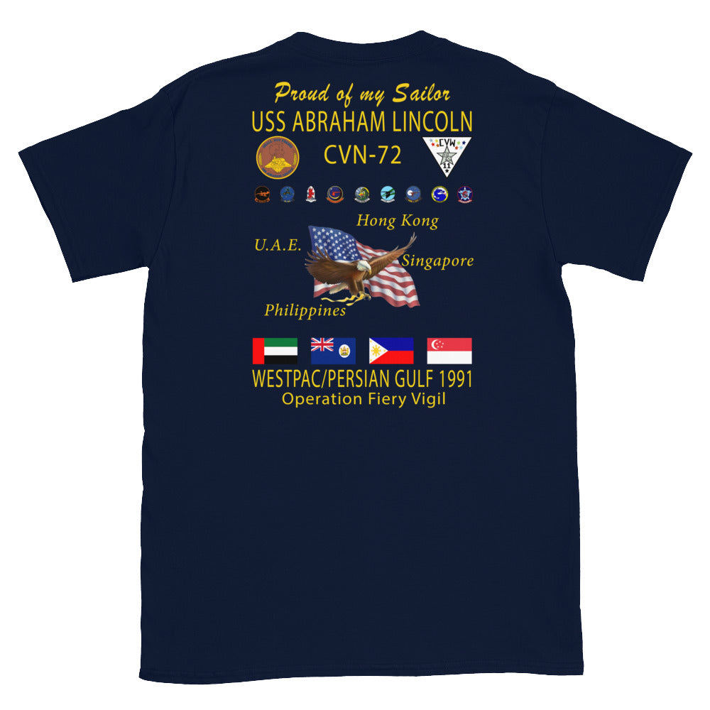 USS Abraham Lincoln (CVN-72) 1991 Cruise Shirt - FAMILY