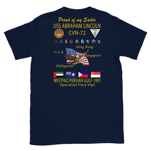 USS Abraham Lincoln (CVN-72) 1991 Cruise Shirt - FAMILY