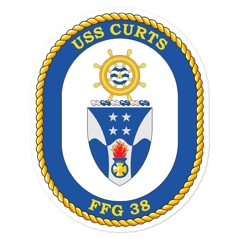 USS Curts (FFG-38) Ship's Crest Vinyl Sticker