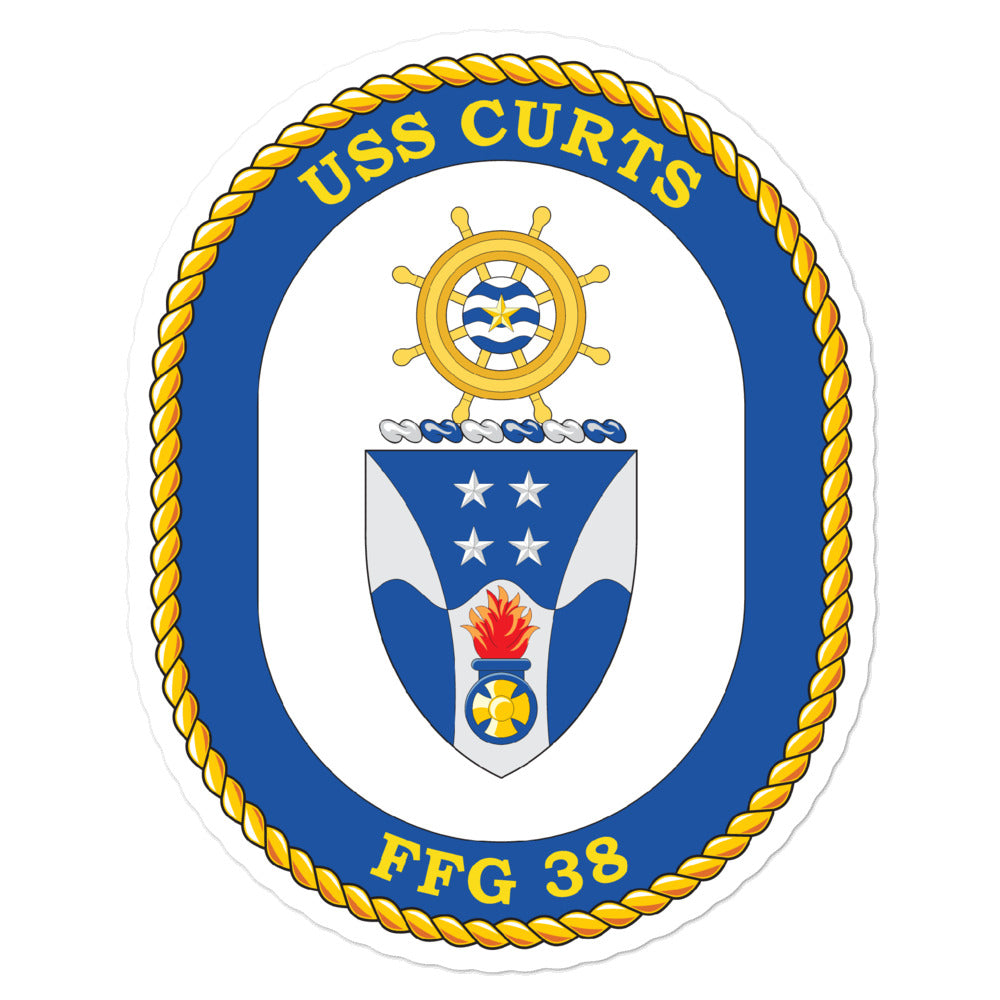 USS Curts (FFG-38) Ship's Crest Vinyl Sticker
