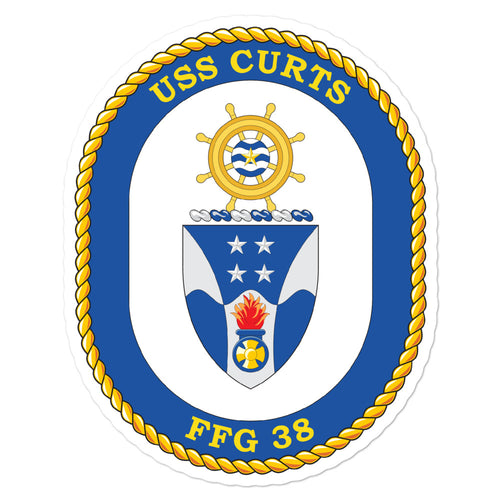 USS Curts (FFG-38) Ship's Crest Vinyl Sticker