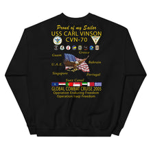 Load image into Gallery viewer, USS Carl Vinson (CVN-70) 2005 Cruise Sweatshirt - FAMILY