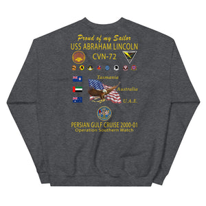 USS Abraham Lincoln (CVN-72) 2000-01 Cruise Sweatshirt - Family