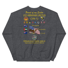 Load image into Gallery viewer, USS Abraham Lincoln (CVN-72) 2000-01 Cruise Sweatshirt - Family