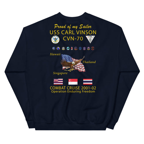 USS Carl Vinson (CVN-70) 2001-02 Cruise Sweatshirt - FAMILY