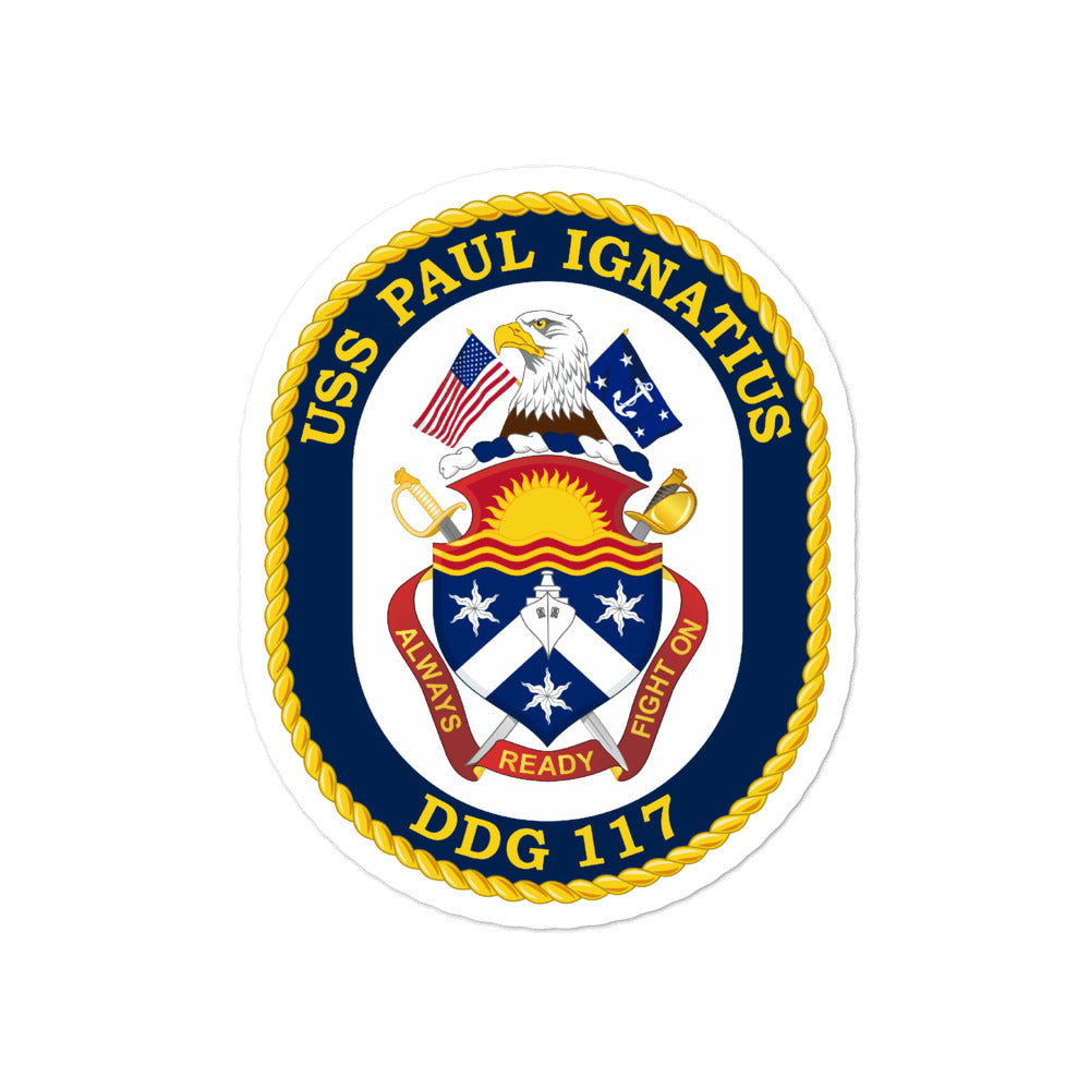 USS Paul Ignatius (DDG-117) Ship's Crest Vinyl Sticker