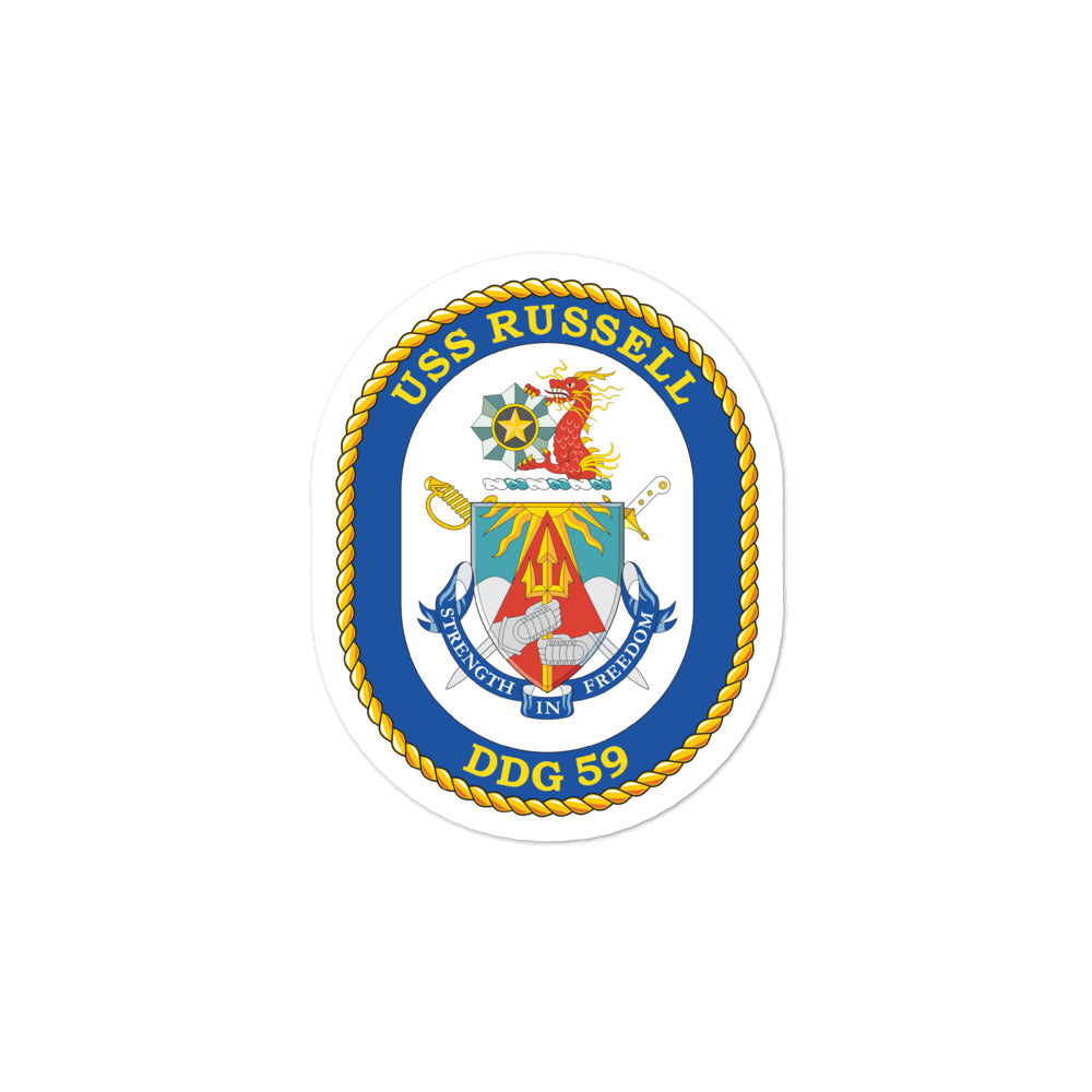 USS Russell (DDG-59) Ship's Crest Vinyl Sticker