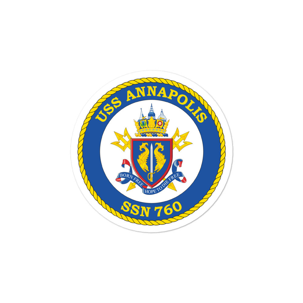 USS Annapolis (SSN-760) Ship's Crest Vinyl Sticker