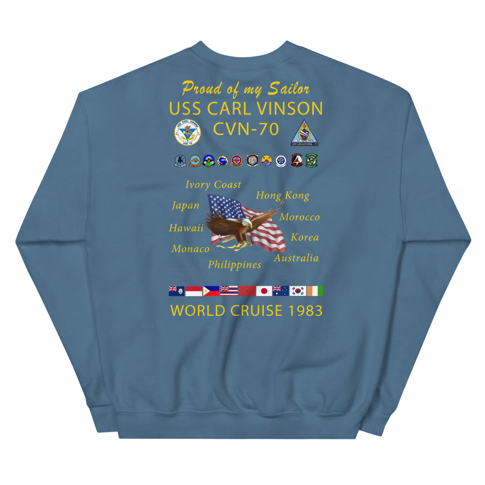 USS Carl Vinson (CVN-70) 1983 Cruise Sweatshirt - Family