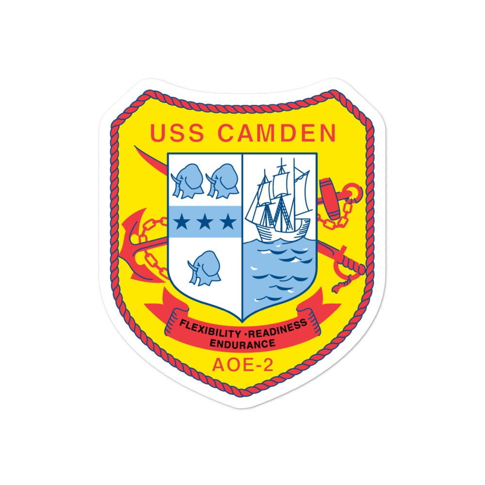 USS Camden (AOE-2) Ship's Crest Vinyl Sticker