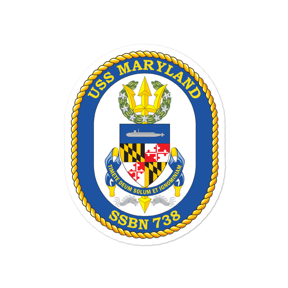 USS Maryland (SSN-738) Ship's Crest Vinyl Sticker