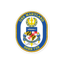 Load image into Gallery viewer, USS Maryland (SSN-738) Ship&#39;s Crest Vinyl Sticker