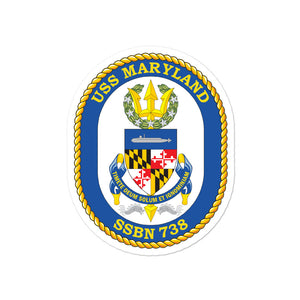 USS Maryland (SSN-738) Ship's Crest Vinyl Sticker