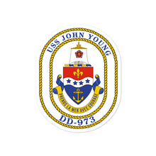 Load image into Gallery viewer, USS John Young (DD-973) Ship&#39;s Crest Vinyl Sticker