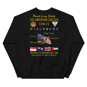 USS Abraham Lincoln (CVN-72) 1993 Cruise Sweatshirt - FAMILY