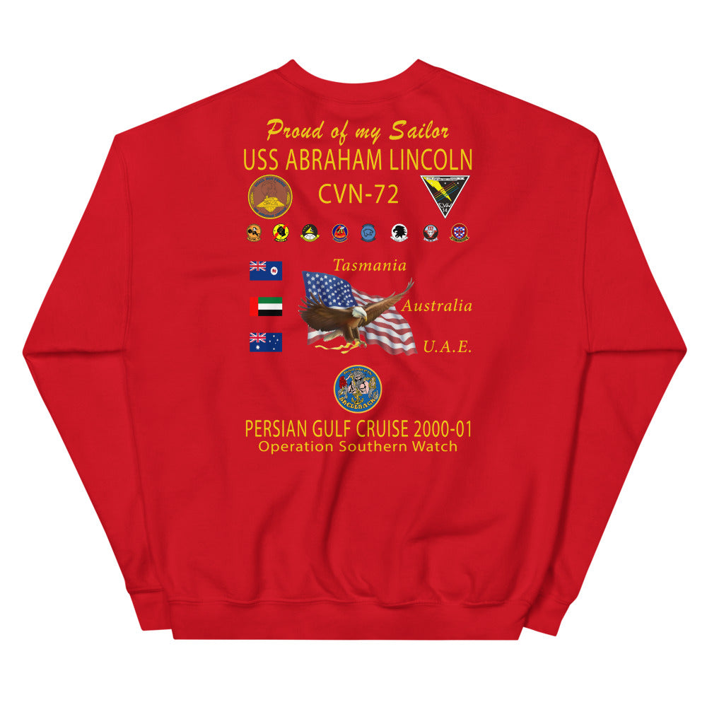 USS Abraham Lincoln (CVN-72) 2000-01 Cruise Sweatshirt - Family
