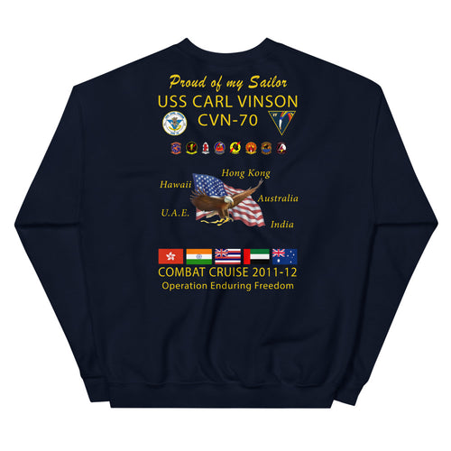 USS Carl Vinson (CVN-70) 2011-12 Cruise Sweatshirt - FAMILY