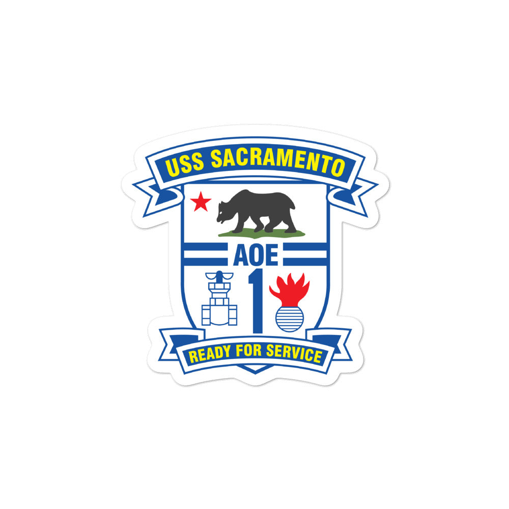 USS Sacramento (AOE-1) Ship's Crest Vinyl Sticker
