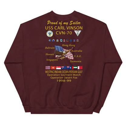 USS Carl Vinson (CVN-70) 1998-99 Cruise Sweatshirt - Family