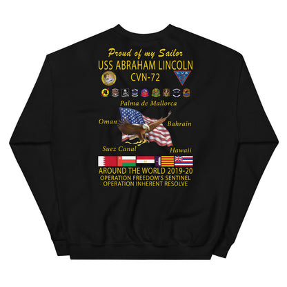 USS Abraham Lincoln (CVN-72) 2019-20 Cruise Sweatshirt - Family