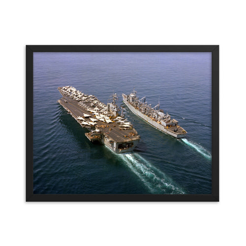 USS Detroit (AOE-4) Framed Ship Photo - w/ USS Dwight D. Eisenhower (CVN-69)