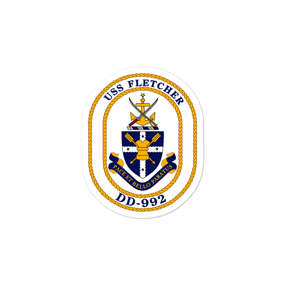 USS Fletcher (DD-992) Ship's Crest Vinyl Sticker