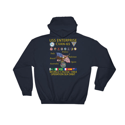 USS Enterprise (CVAN-65) 1964 Operation Sea Orbit Cruise Hoodie