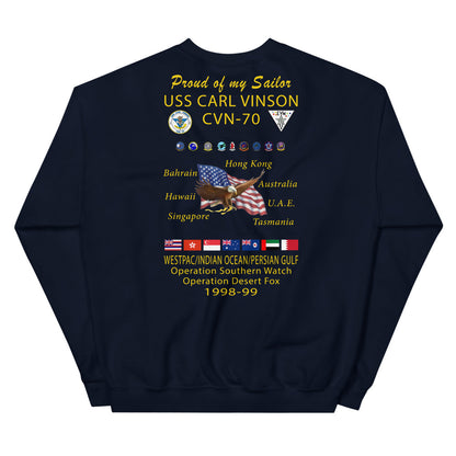 USS Carl Vinson (CVN-70) 1998-99 Cruise Sweatshirt - Family