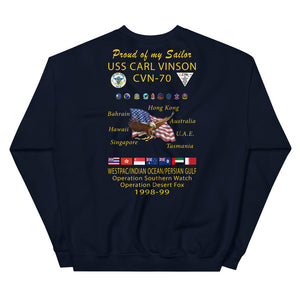 USS Carl Vinson (CVN-70) 1998-99 Cruise Sweatshirt - Family